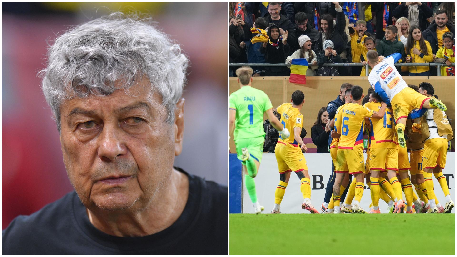 Mircea Lucescu și câțiva jucători de la echipa națională