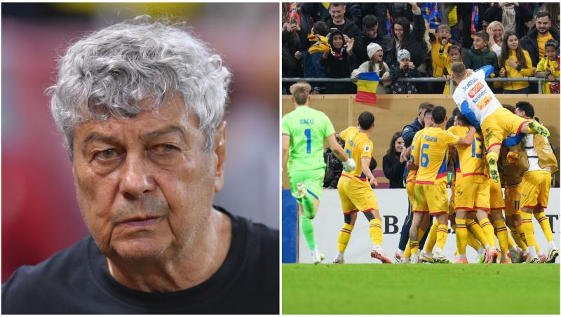 Mircea Lucescu și câțiva jucători de la echipa națională