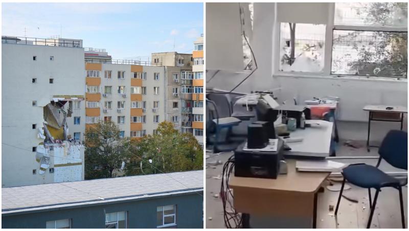 Colaj cu blocul care a explodat în Rahova
