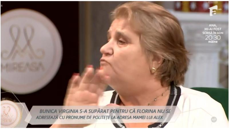 Mireasa, sezon 12. Mama lui Alex, intervenție telefonică după supărările bunicii Virginia. Ce i-a spus doamna Adina Florinei