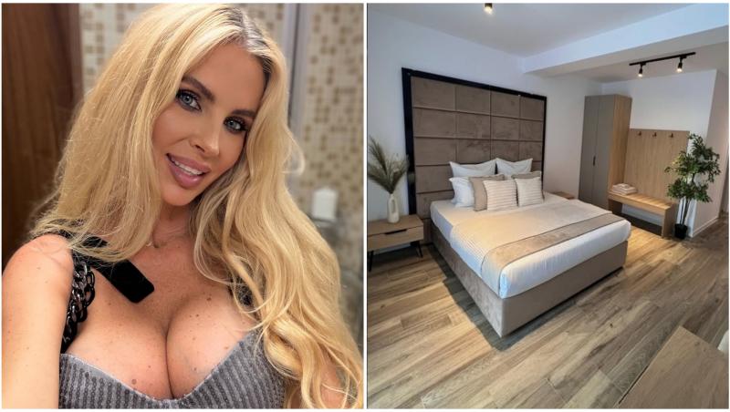 Colaj Andreea Bănică și o cameră a hotelului de pe litoral pe care &icirc;l deține