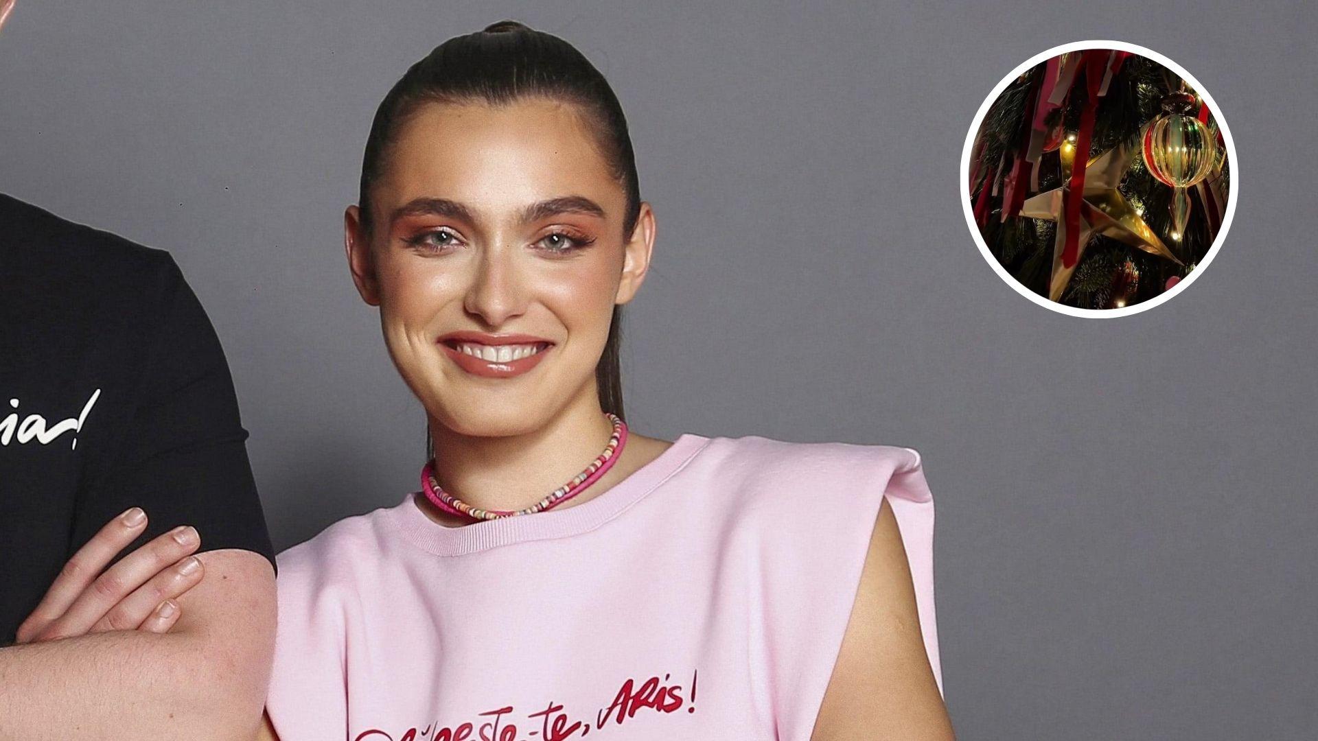 Alexia Eram și o imagine sub formă de cerc inserată cu o parte din bradul ei