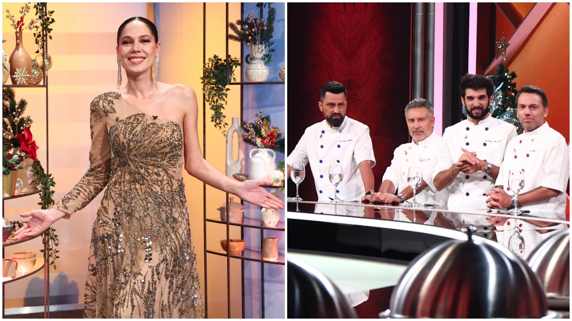 Chef Richard Abou Zaki, Chef Alexandru Sautner, Chef Ștefan Popescu, Chef Orlando Zaharia, Irina Fodor și concurenți din sezonul 16 Chefi la cuțite