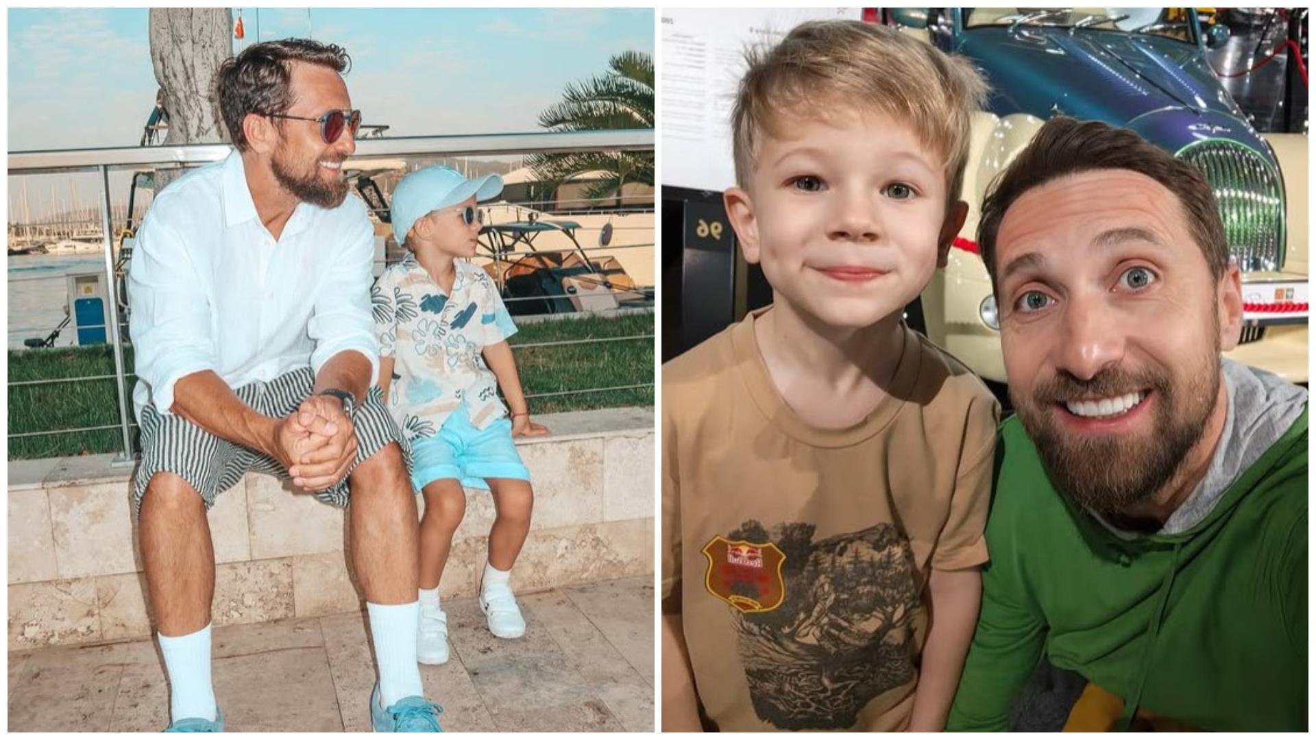 Imagini de senzație cu Tiago, fiul lui Dani Oțil și al Gabrielei Prisăcariu, de pe p&acirc;rtie. Micuțul a schiat alături de tatăl lui