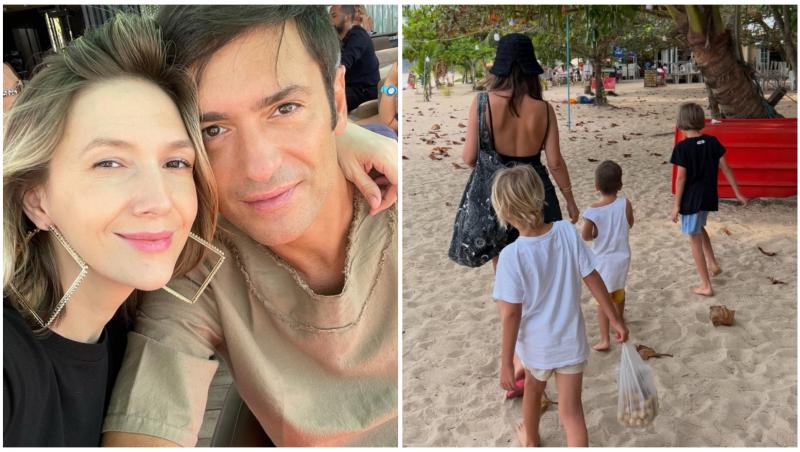 Colaj cu Radu V&acirc;lcan, Adela Popescu și cei trei copii ai lor