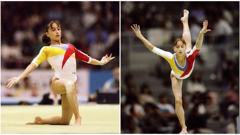 Gina Gogean participând la Campionatele Mondiale de gimnastică de la Sabae, Japonia