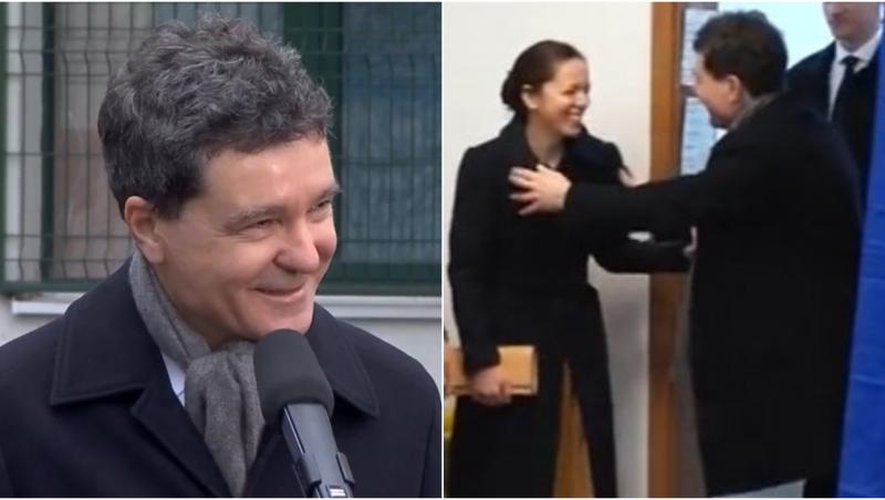 colaj foto nicusor dan si mirabela gradinaru la sectia de vot