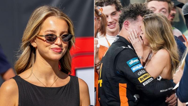 colaj magui corceiro și lando norris sărutând-o pe magui în padoc adu dhabi 2025