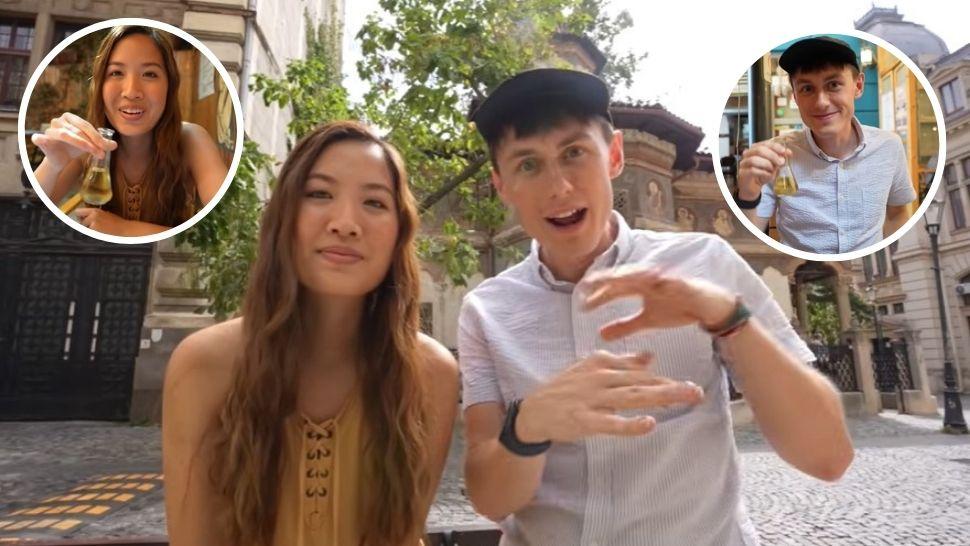 colaj chad și claire bând palincă și țuică în bucurești