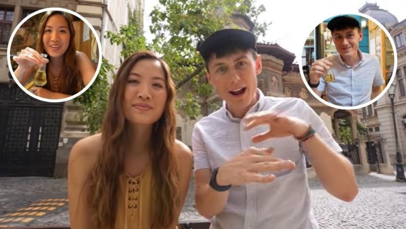 colaj chad și claire bând palincă și țuică în bucurești