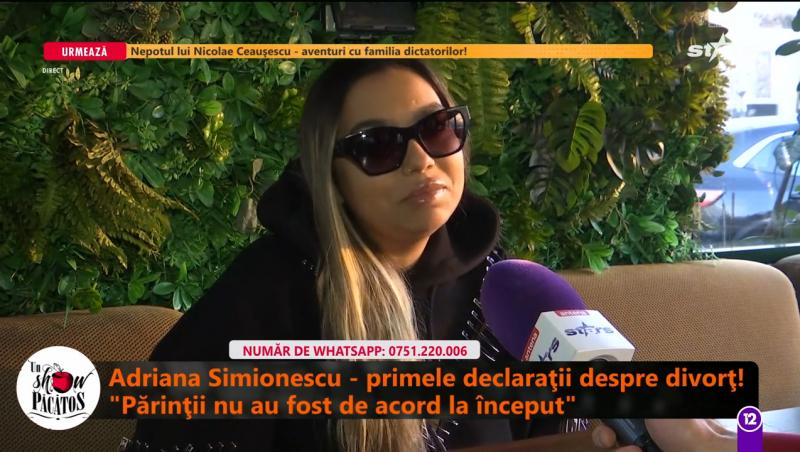 Primele declarații ale Adrianei Simionescu după ce a confirmat divorțul: „Mama și tata nu s-au opus despărțirii”