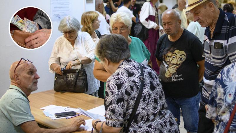 Pensionari care verifică documentele pentru pensie