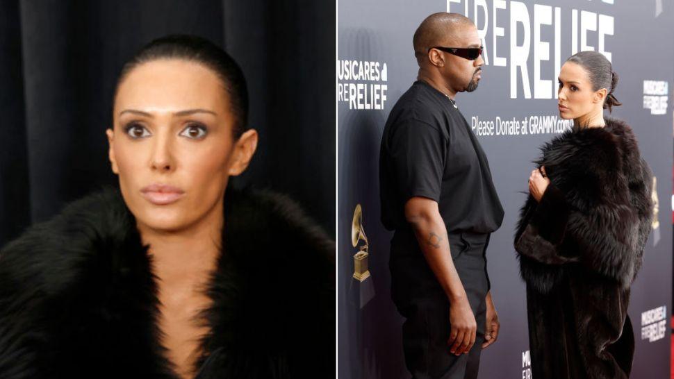 colaj bianca censori, bianca și kanye west pe covorul roșu la premiile grammy 2025