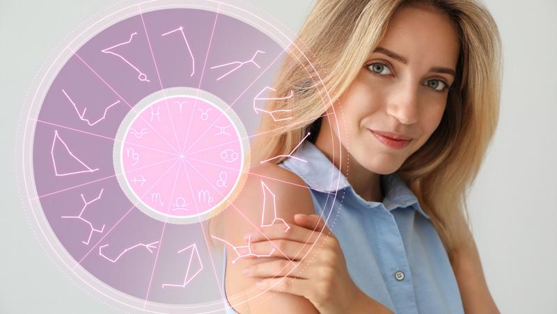 O femeie blondă și roata zodiacului