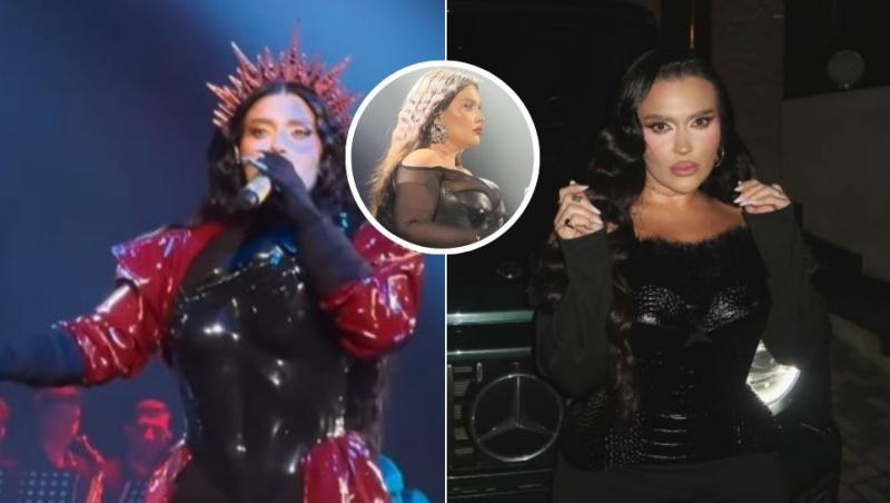 colaj oana radu în timpul concertului și oana radu în fața unui mercedes g