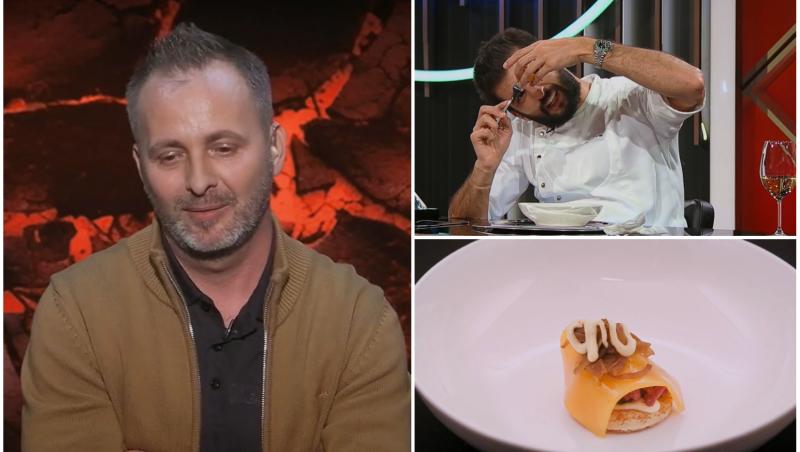 colaj foto cu bogdan paun si richard abou zaki si poza cu burger de strut la chefi la cutite sezonul 14