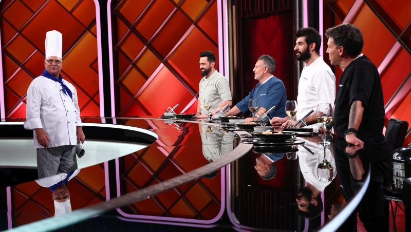 Întâlnire emoționantă, aseară, la Chefi la cuțite: Chef Ion Șerban, mentorul lui Chef Orlando Zaharia, a venit în platou