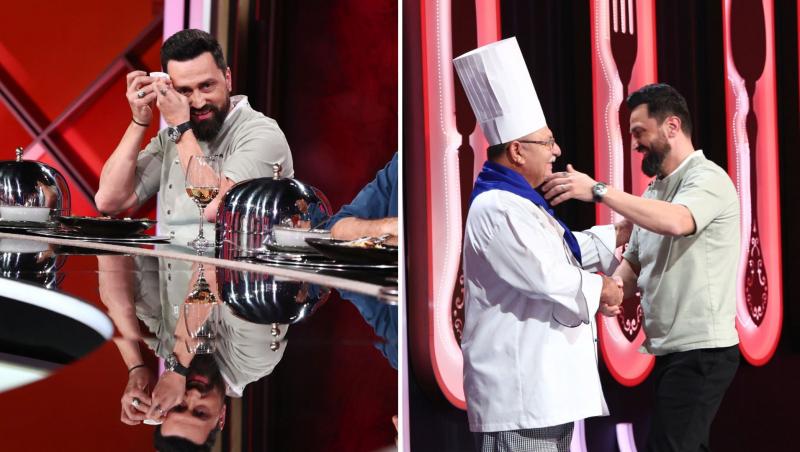 Întâlnire emoționantă, aseară, la Chefi la cuțite: Chef Ion Șerban, mentorul lui Chef Orlando Zaharia, a venit în platou