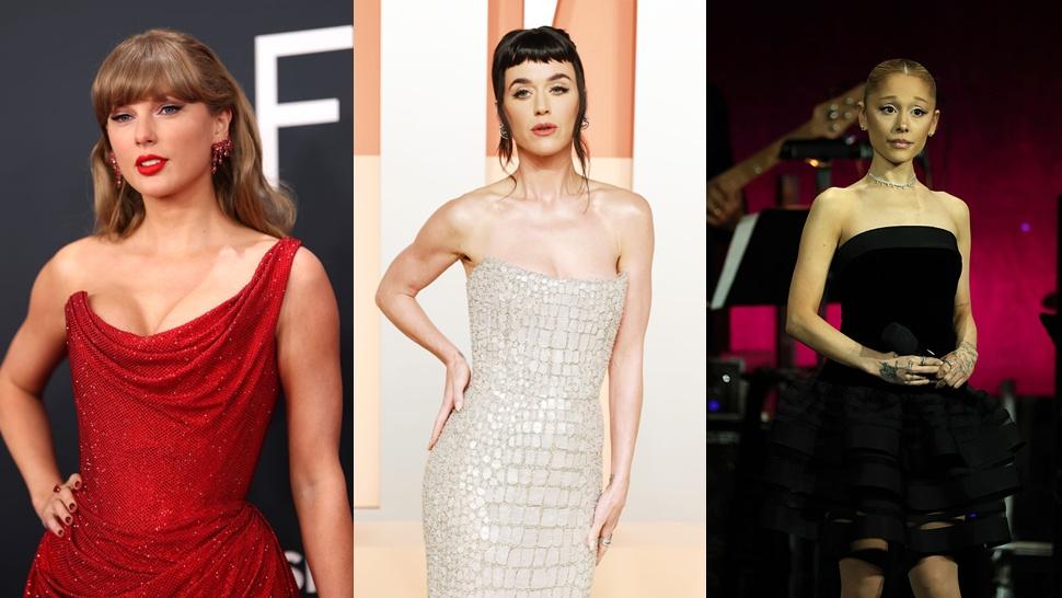 Colaj cu Taylor Swift, Katy Perry și Ariana Grande, îmbrăcate elegant în rochii spectaculoase