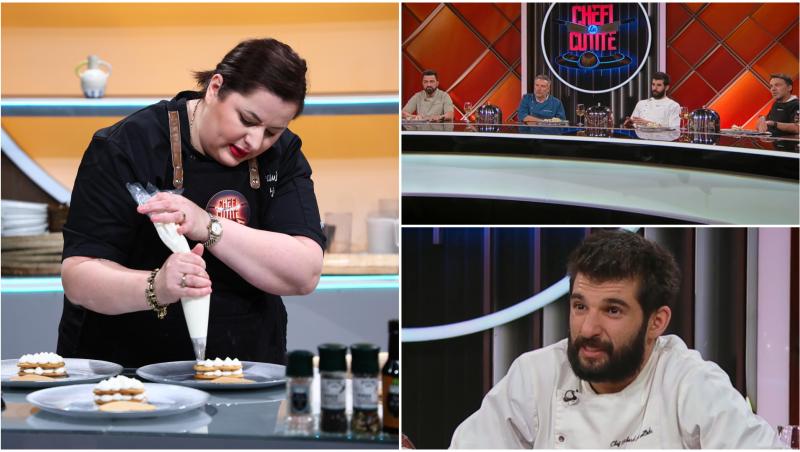 Alina Bergamini în platou la Chefi la cuțite alături de jurați