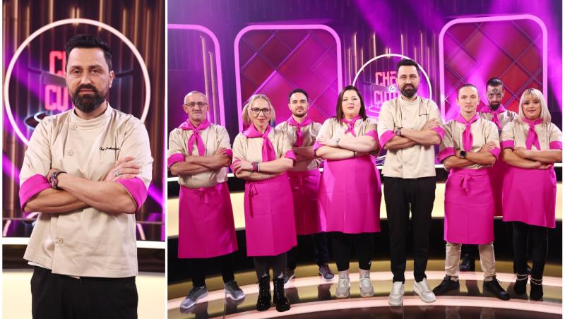 colaj foto cu chef orlando zaharia si concurentii din echipa lui mov la chefi la cutite 2025