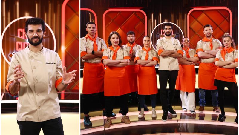 colaj foto cu chef richard abou zaki si concurentii din echipa lui de la Chefi la cutite 2025