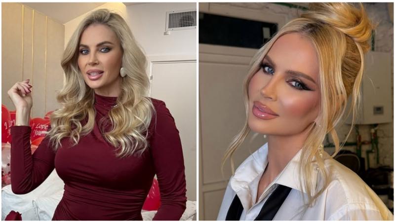 Colaj cu Andreea Bănică în două ipostaze diferite