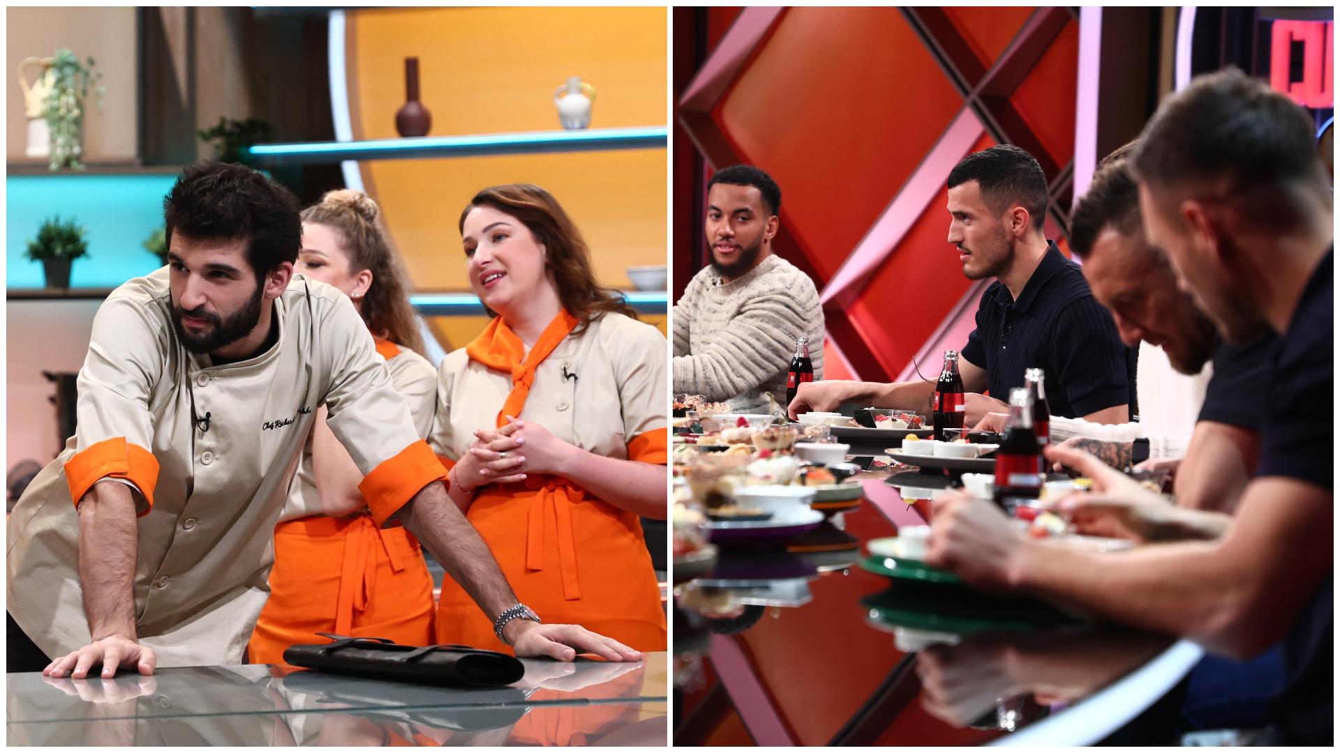 Chef Richard și două concurente din echipa sa, alături de sportivi de la Dinamo