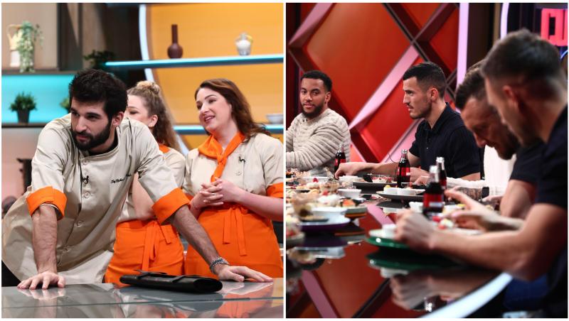 Chef Richard și două concurente din echipa sa, alături de sportivi de la Dinamo