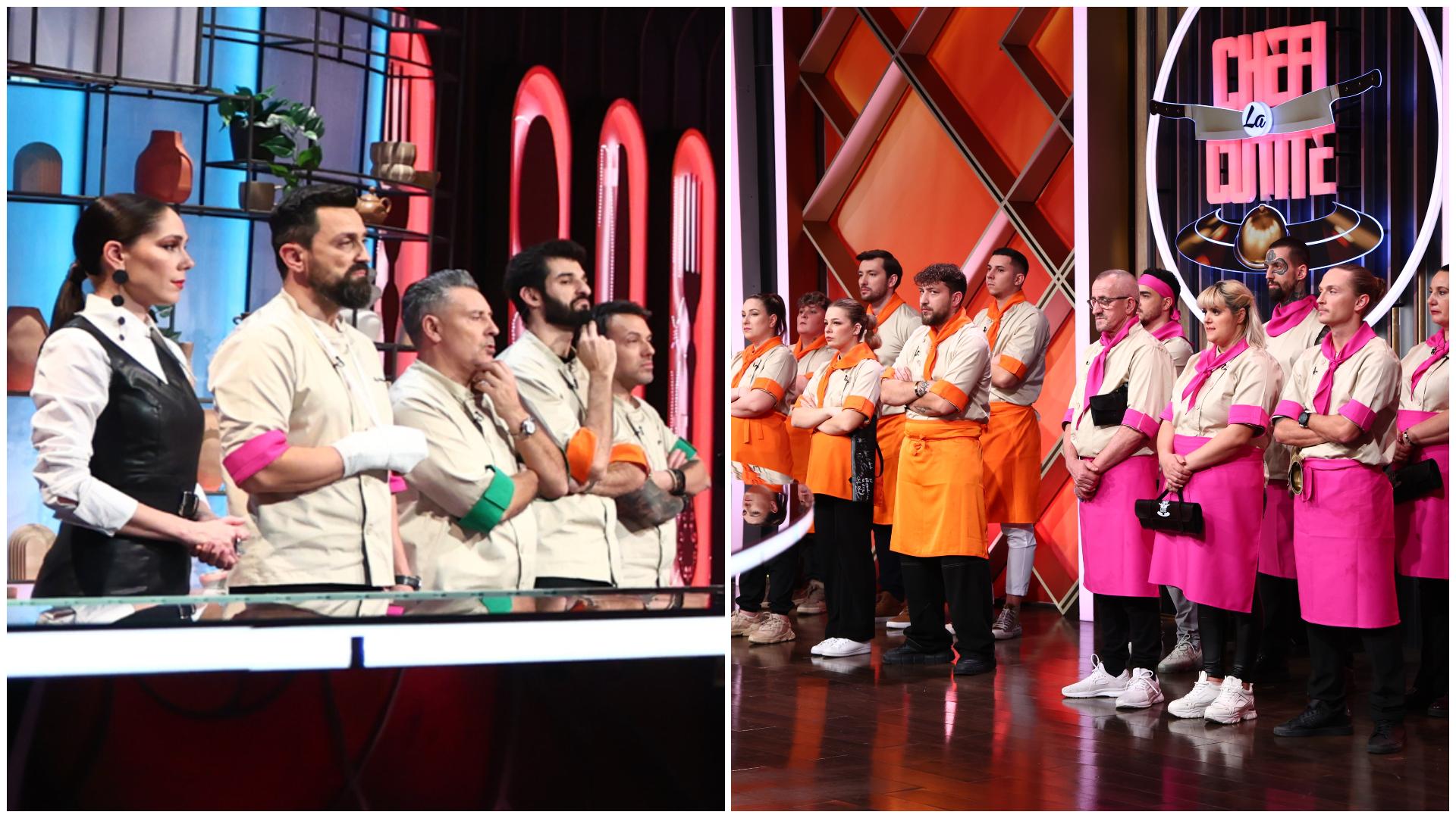 Chef Richard Abou Zaki, Chef Alexandru Sautner, Chef Ștefan Popescu, Chef Orlando Zaharia, Irina Fodor, concurenții echipei mov și concurenții echipei portocalii