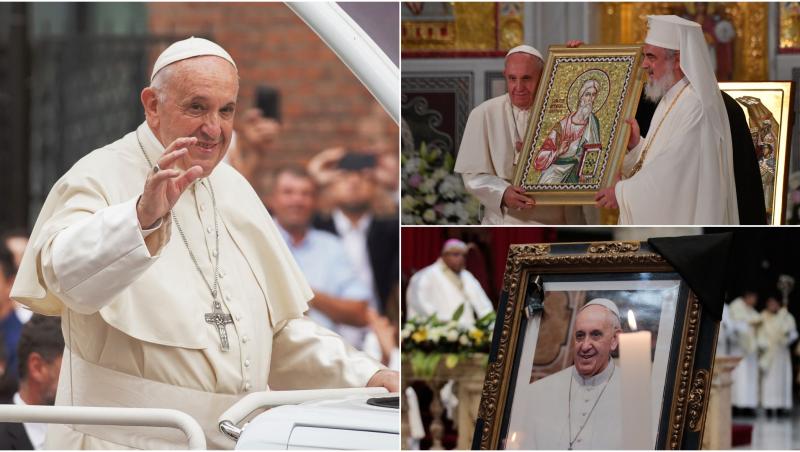 colaj foto papa francisc in romania 2019