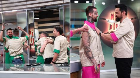 Echipa verde, învingătoare în battle-ul de aseară Chefi la cuțite. Amuleta lui Chef Sautner a adus trei concurenți în competiție