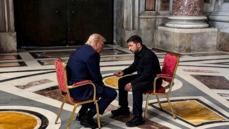 Donald Trump și Volodimir Zelenski, întâlnire neașteptată la înmormântarea Papei Francisc de la Vatican. Ce discuție au avut