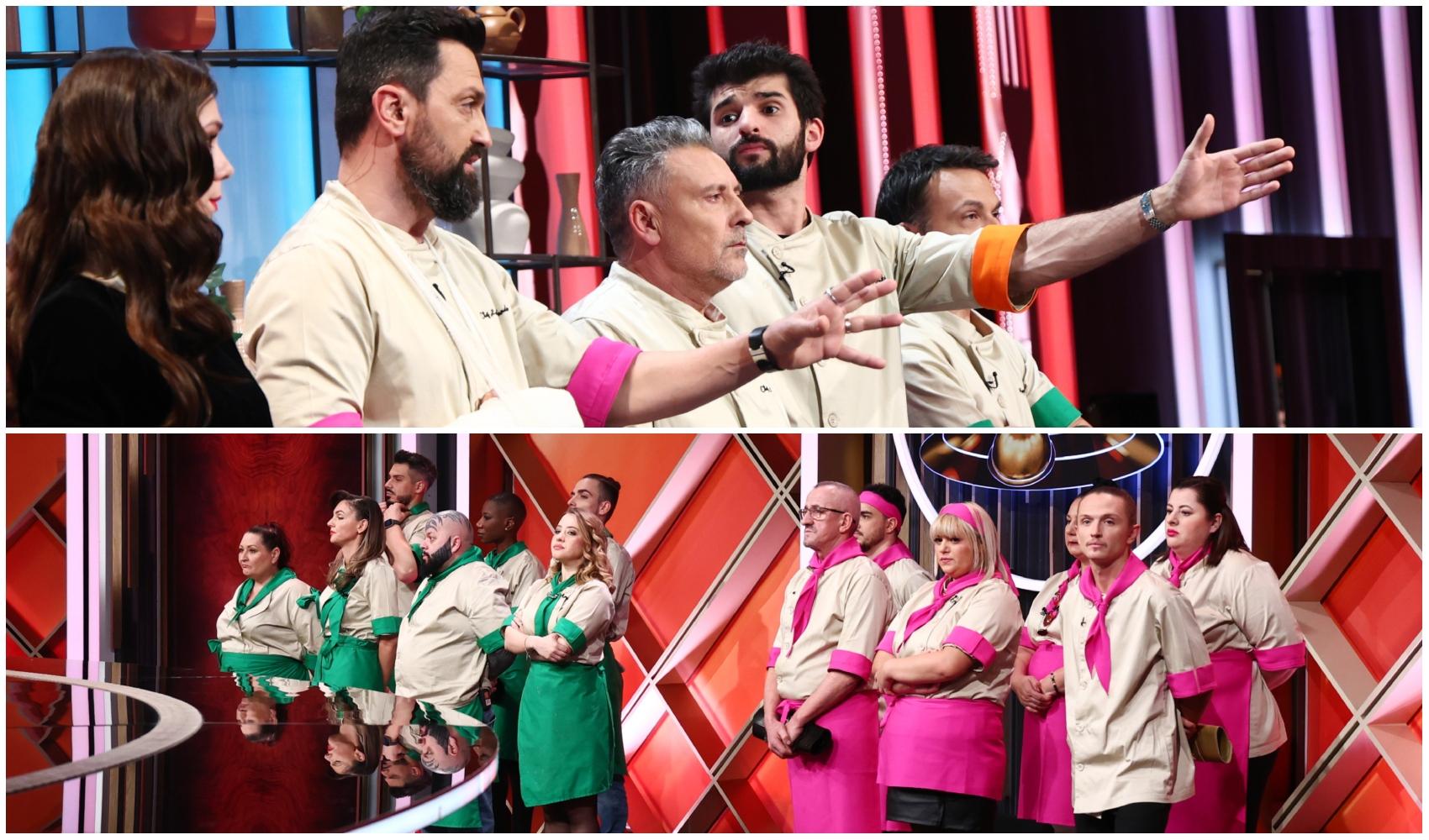 colaj foto cu irina fodor si orlando zaharia, alexandru sautner, richard abou zaki si stefan popescu la chefi la cutite sezonul 15