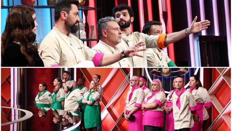 colaj foto cu irina fodor si orlando zaharia, alexandru sautner, richard abou zaki si stefan popescu la chefi la cutite sezonul 15