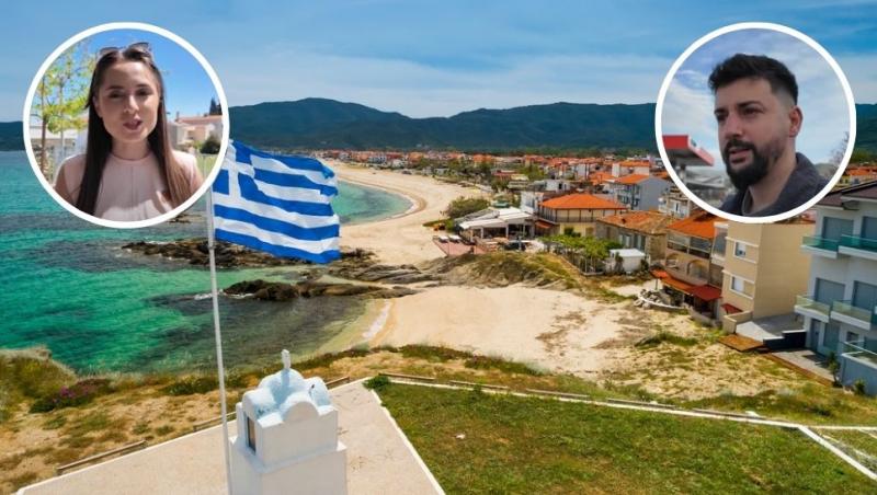 colaj peisaj din grecia cu steagul și vloggeri români