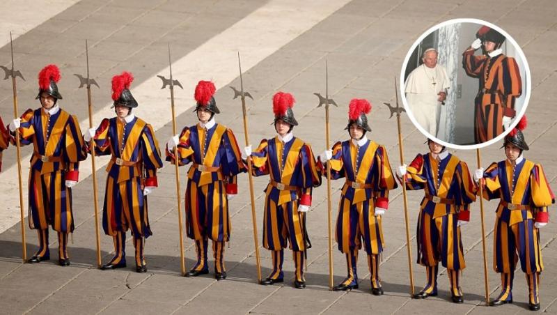 garda elvețiană la vatican și Mario Enzler cu papa ioan paul al II-lea
