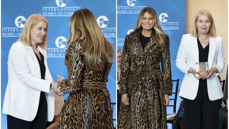 colaj foto cu melania trump si georgiana pascu la International Women of Courage