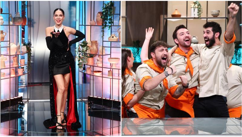 Irina Fodor, Chef Richard Abou Zaki și doi concurenți din echipa portocalie