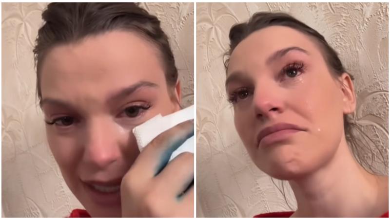 Colaj cu ALina plângând