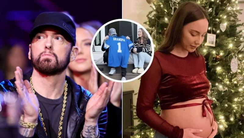 colaj minem, hailie jade cu burtică de gravidă, eminem și hailie jade anunțând sarcina