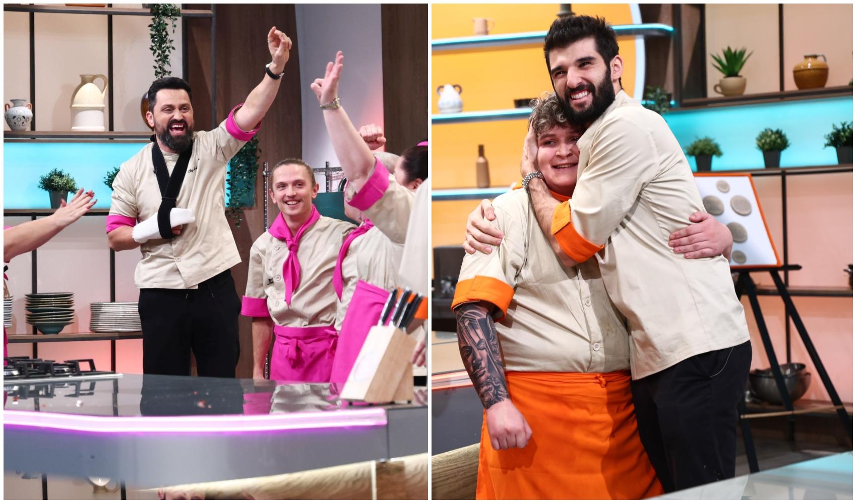 colaj foto cu chef orlando zaharia si poza cu chef richard abou zaki si mihai vasile la chefi la cutite sezonul 15