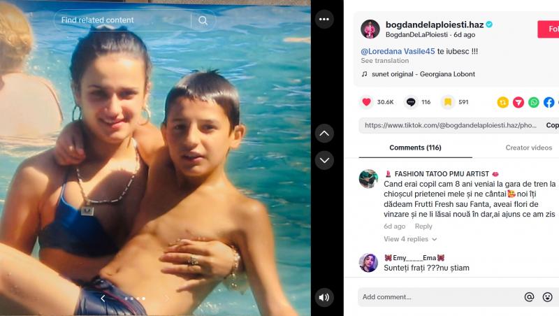 Cum arată Loredana, sora lui Bodgan de la Ploiești. Nu mulți știau că artistul are o soră atât de frumoasă