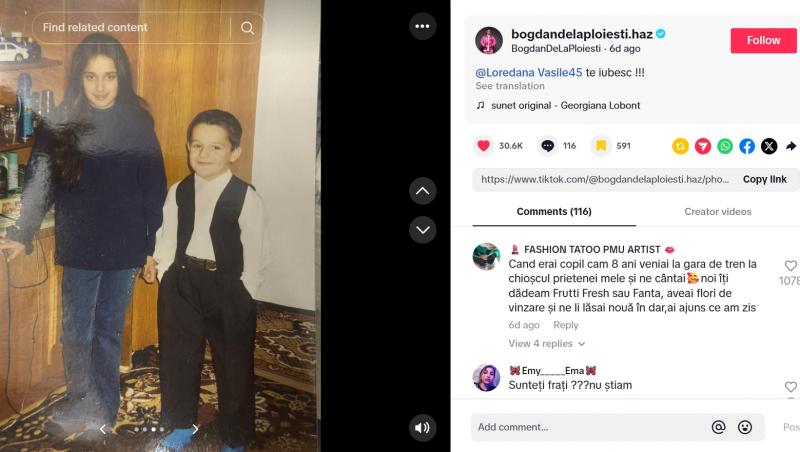 Cum arată Loredana, sora lui Bodgan de la Ploiești. Nu mulți știau că artistul are o soră atât de frumoasă