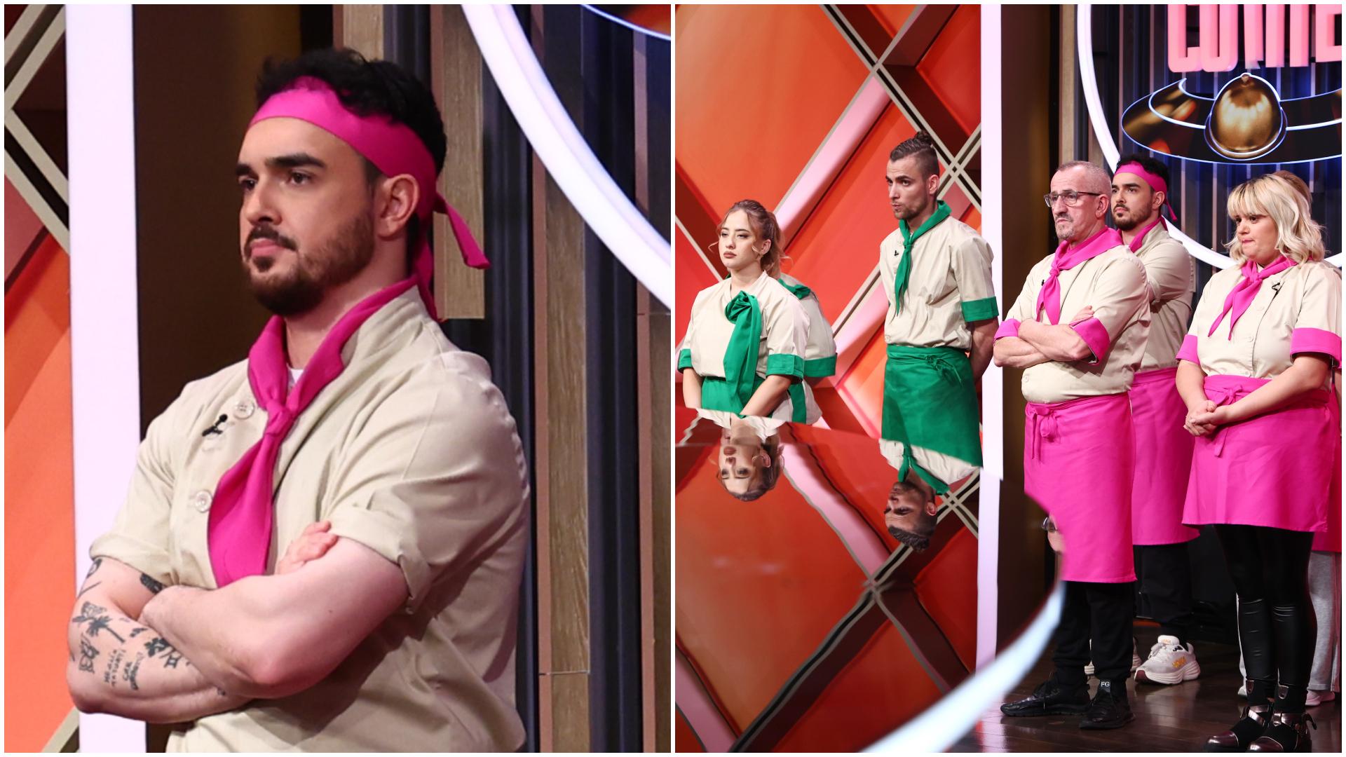 Adrian Doroftei, alături de colegii săi și concurenți de la echipa verde în platoul Chefi la cuțite