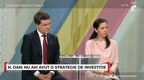 Mirabela Grădinaru, apariție elegantă alături de Nicușor Dan la dezbaterea finală din cadrul Observator. Cum îl susține