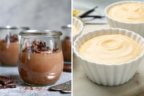 Budincă proteică făcută în casă. Varianta cu vanilie și cu ciocolată