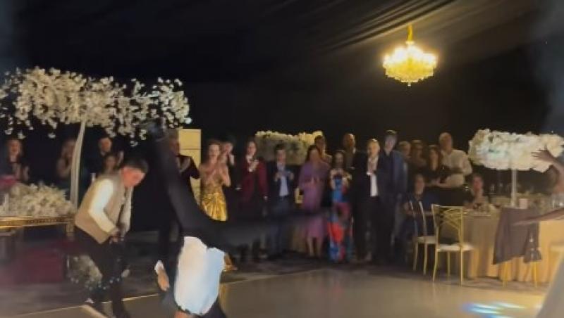 Marian Drăgulescu și soția sa, imagini spectaculoase de la dansul mirilor. Gimnastul și-a pus în practică abilitățile sportive
