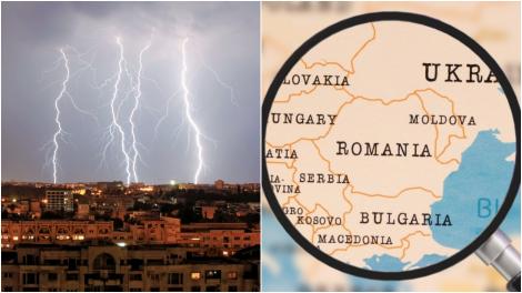 Cum arată harta României, „desenată” de un fulger. Fenomenul spectaculos apărut pe cer în timpul furtunilor recente