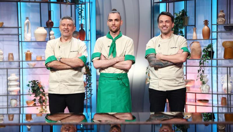 imagine cu chef Ștefan Popescu, chef Alexandru Sautner si dragos dudu în Finala Chefi la cuțite, sezonul 15